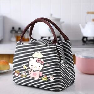 Hello Kitty Black and White Striped insulated lunch Bag
